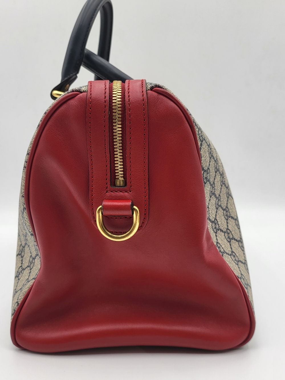 GUCCI GG Supreme Monogram Boston 35 Beige Blue Hibiscus Red..Authentic w/COA. - Picture 3 of 16
